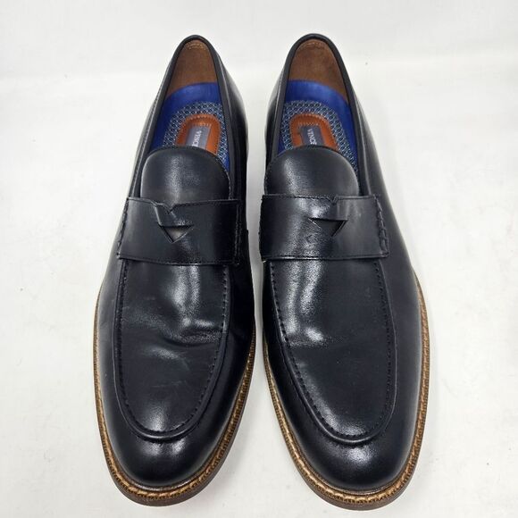 VINCE CAMUTO Lachlan Black Leather Penny Loafers Size 12 - Picture 2 of 9